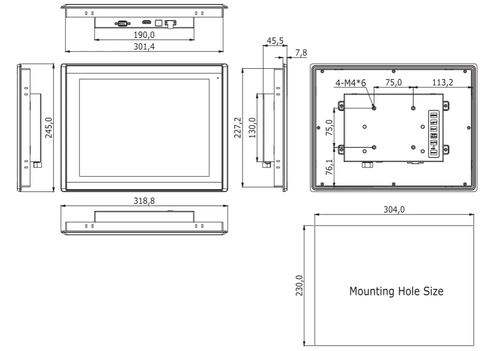 12 inch monitor industrial