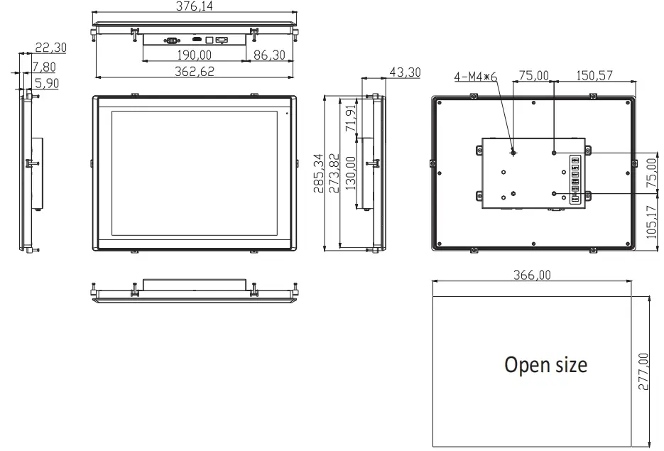 15 inch industrial monitor