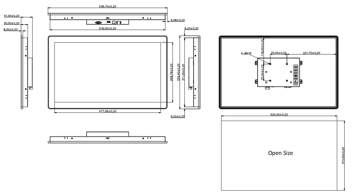 21.5 inch industrial monitor capacitive touch