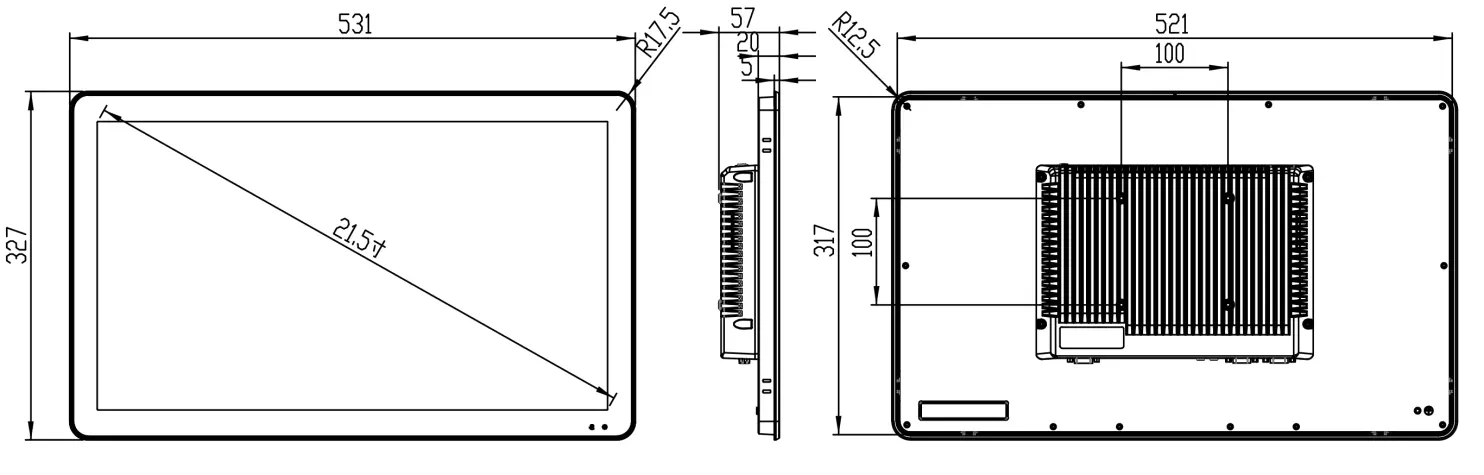 21.5 inch industrial panel pc android